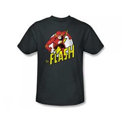 The Flash - Run Flash Run Slim Fit Adult T-Shirt In Charcoal