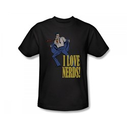 Superman - I Love Nerds Slim Fit Adult T-Shirt In Black