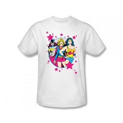 Justice League - Girls Are Superior Slim Fit Adult T-Shirt In White Sheer
