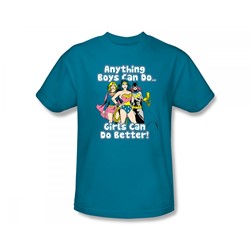Justice League - Girls Can Do Better Slim Fit Adult T-Shirt In Turquoise