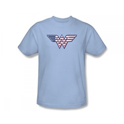 Wonder Woman - Red White & Blue Slim Fit Adult T-Shirt In Light Blue
