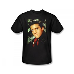 Elvis - Red Scarf Slim Fit Adult T-Shirt In Black