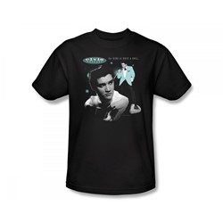 Elvis - Teal Portrait Adult T-Shirt In Black