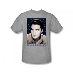 Elvis - Blue Sparkle Adult T-Shirt In Heather