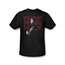 Elvis - Red Guitarman Slim Fit Adult T-Shirt In Black