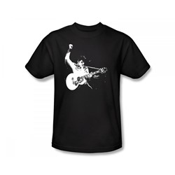 Elvis - Black & White Guitarman Slim Fit Adult T-Shirt In Black