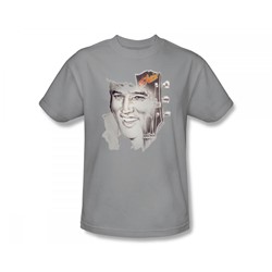 Elvis - Smile 2 Adult T-Shirt In Silver