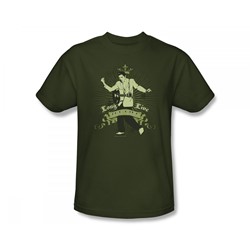 Elvis - Long Live The King Adult T-Shirt In Military Green