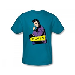 Elvis - Sitting Adult T-Shirt In Turquoise