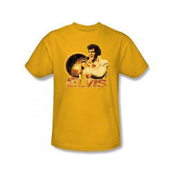 Elvis - Singing Hawaii Style Adult T-Shirt In Gold
