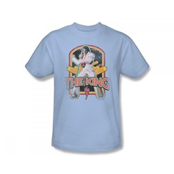 Elvis - Distressed King Adult T-Shirt In Light Blue