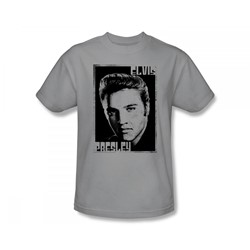 Elvis - Graphic Portrait Slim Fit Adult T-Shirt In Silver