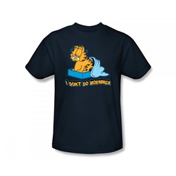 Garfield - I Don't Do Mornings Slim Fit Adult T-Shirt In Navy