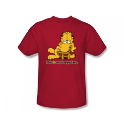 Garfield - Happy Face Slim Fit Adult T-Shirt In Red