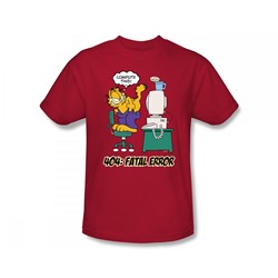 Garfield - Compute This! Slim Fit Adult T-Shirt In Red