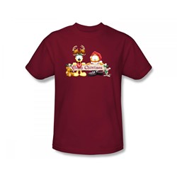 Garfield - Christmas Banner Adult T-Shirt In Cardinal