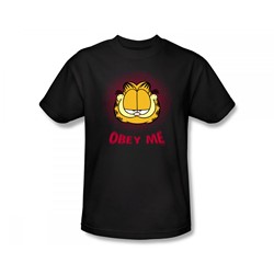 Garfield - Obey Me Slim Fit Adult T-Shirt In Black