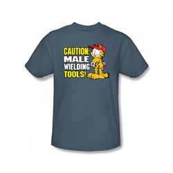 Garfield - Male Wielding Tools Adult T-Shirt In Slate
