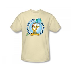 Garfield - Think Globally Adult T-Shirt In Cream