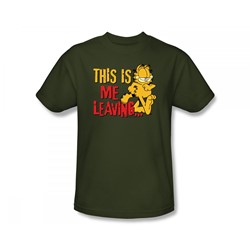 Garfield - Leaving Slim Fit Adult T-Shirt In Military Green