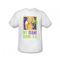 Garfield - My Clone Did It Slim Fit Adult T-Shirt In White