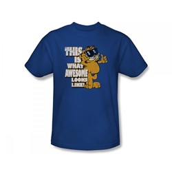 Garfield - Awesome Slim Fit Adult T-Shirt In Royal