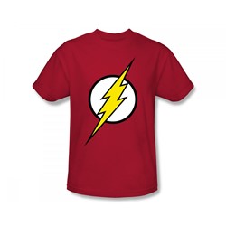 Justice League - Flash Logo Slim Fit Adult T-Shirt In Red