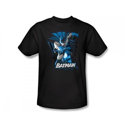 Justice League - Batman Blue & Gray Slim Fit Adult T-Shirt In Black