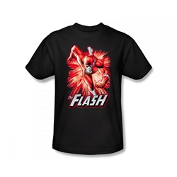 Justice League - Flash Red & Gray Slim Fit Adult T-Shirt In Black