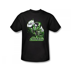 Justice League - Green Lantern Green & Gray Slim Fit Adult T-Shirt In Black