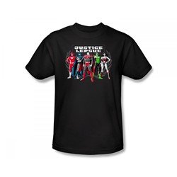 Justice League - The Big Five Slim Fit Adult T-Shirt In Black