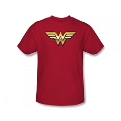 Justice League - Golden Slim Fit Adult T-Shirt In Red