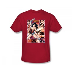 Justice League - Wonder Woman Panels Slim Fit Adult T-Shirt In Red