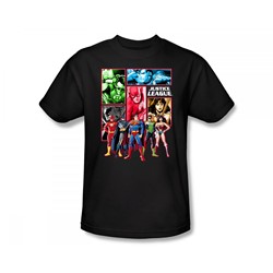 Justice League - Justice League Panels Slim Fit Adult T-Shirt In Black