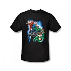 Justice League - Heroes Unite Slim Fit Adult T-Shirt In Black