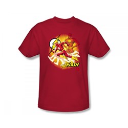 Justice League - Lighting Fast Slim Fit Adult T-Shirt In Red