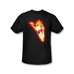 Justice League - Firestorm Blaze Slim Fit Adult T-Shirt In Black