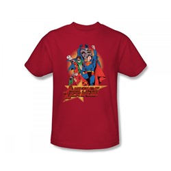 Justice League - Raise Your Fist Slim Fit Adult T-Shirt In Red