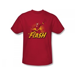 Justice League - Flash Rough Distress Slim Fit Adult T-Shirt In Red