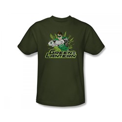 Justice League - Gl Rough Distress Slim Fit Adult T-Shirt In Military Green