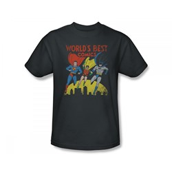 Justice League - World's Best Slim Fit Adult T-Shirt In Charcoal