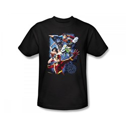 Justice League - Galactic Attack Color Slim Fit Adult T-Shirt In Black