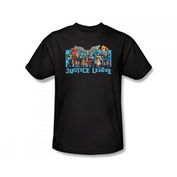 Justice League - League Lineup Slim Fit Adult T-Shirt In Black