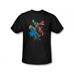 Justice League - Action Stars Slim Fit Adult T-Shirt In Black