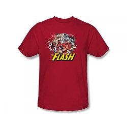 The Flash - Flash Family Slim Fit Adult T-Shirt In Red