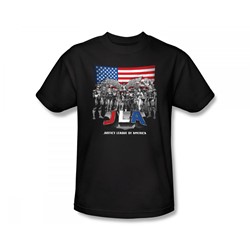Justice League - All American League Slim Fit Adult T-Shirt In Black