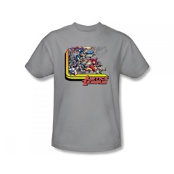 Justice League - Ready To Fight Slim Fit Adult T-Shirt In Silver