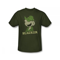 Sunday Funnies - Slacker Adult T-Shirt In Military Green