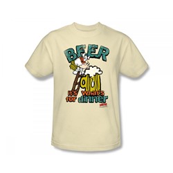 Sunday Funnies - Beer, Dinner Adult T-Shirt In Cream