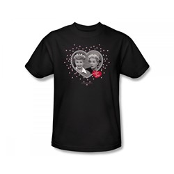 I Love Lucy - Hearts And Dots Slim Fit Adult T-Shirt In Black